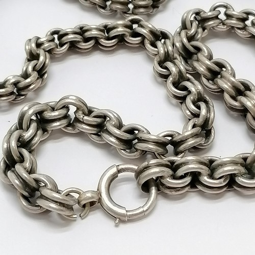 472 - Antique Victorian unmarked silver fancy belcher link chain - 46cm & 28g with no obvious damage