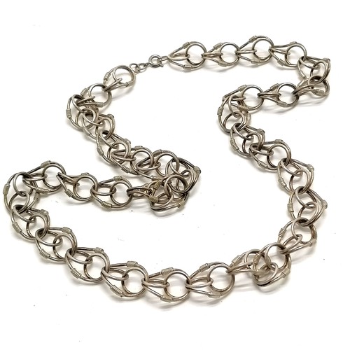 546 - Hand made silver marked fancy link neckchain - 60cm & 63g