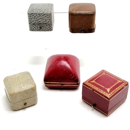 566 - 5 x antique / vintage ring boxes - Warren (Sevenoaks), E Blurton (Stourbridge), Harrods, W Mansell (... 