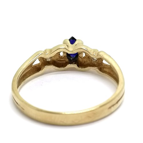 590 - 14ct marked gold sapphire & white stone set ring - size O & 2.6g total weight - SOLD ON BEHALF OF TH... 