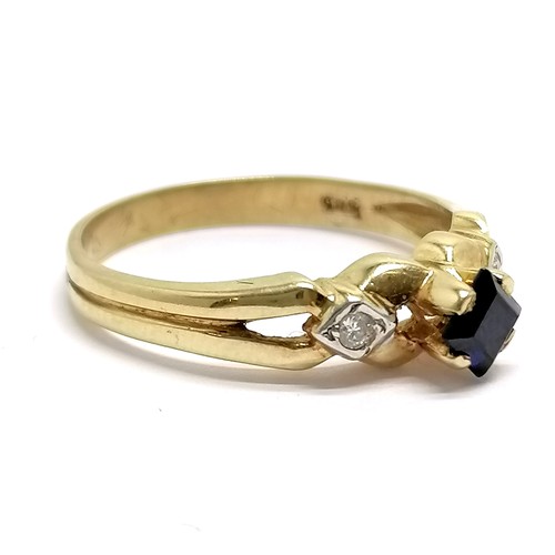 590 - 14ct marked gold sapphire & white stone set ring - size O & 2.6g total weight - SOLD ON BEHALF OF TH... 