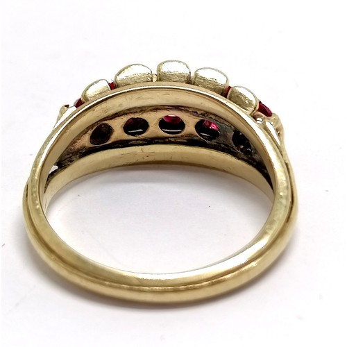 591 - 9ct marked gold red stone ring - size N½ & 4.8g total weight - SOLD ON BEHALF OF THE NEW BREAST CANC... 