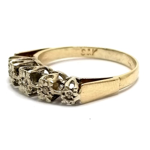 661 - Gold (marks rubbed) 5 stone diamond set ring - size N½ & 2.4g total weight