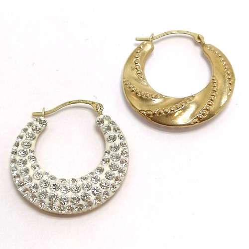 707 - 9ct marked gold earrings made with crystallized Swarovski elements (in original box with card) - 2cm... 