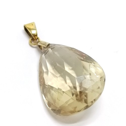 715 - Unmarked gold large citrine pendant - 4.4cm & 9.9g total weight