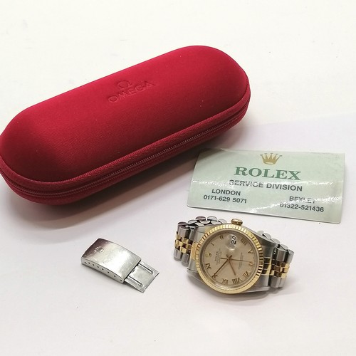 750 - Mens Rolex datejust bi-metal #16233 automatic wristwatch with pyramid dial (33mm case) on the origin... 