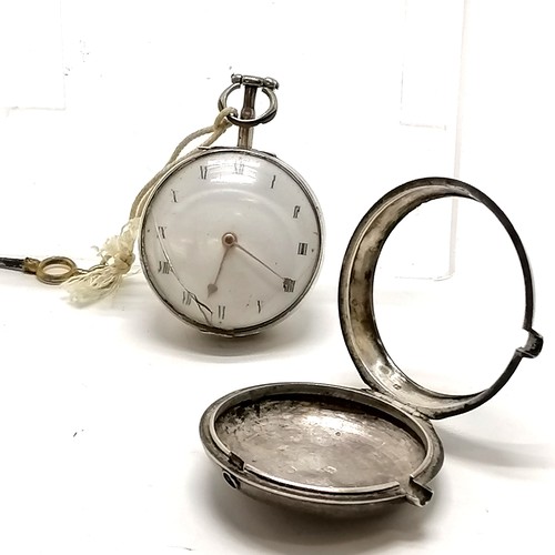 754 - Antique silver pair cased fusee pocket watch - silver 58mm outer case 1799 by John Taylor, has origi... 