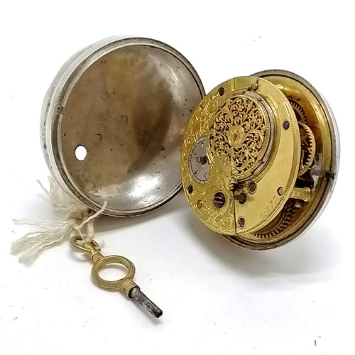 754 - Antique silver pair cased fusee pocket watch - silver 58mm outer case 1799 by John Taylor, has origi... 