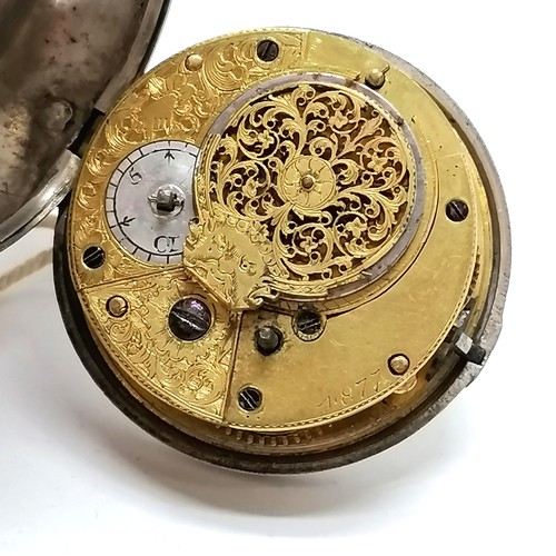 754 - Antique silver pair cased fusee pocket watch - silver 58mm outer case 1799 by John Taylor, has origi... 