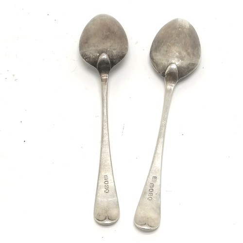 774 - Pair of 1801 London silver tablespoons 1 bearing makers mark Peter, Ann & William Bateman - 22.5cm l... 