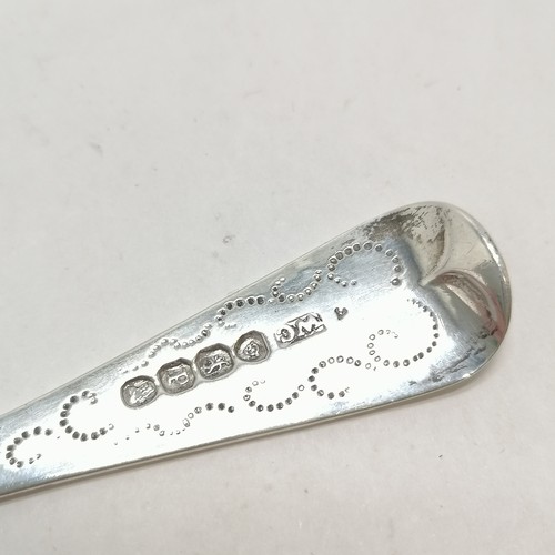 783 - 1830 silver sifting spoon with embossed & pierced detail to bowl which is in the form of a flower wi... 