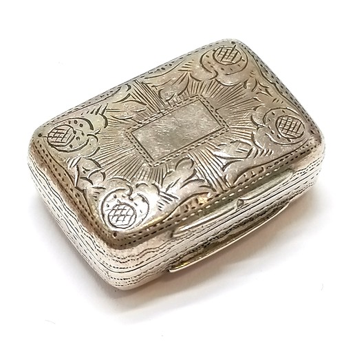 790 - 1828 Georgian silver vinaigrette with engraved decoration & original gilding to interior by TS - 2cm... 