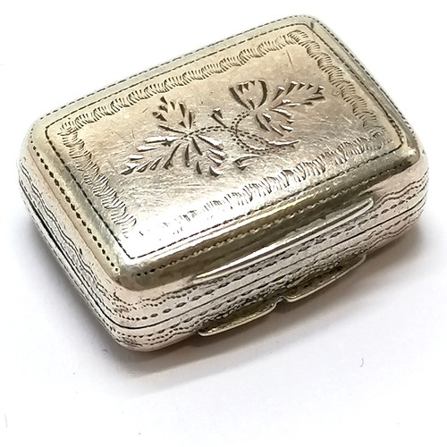 790 - 1828 Georgian silver vinaigrette with engraved decoration & original gilding to interior by TS - 2cm... 