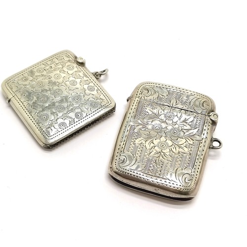 798 - 2 x antique silver vestas inc 1910 Chester by Walker & Hall (3.8cm x 4.2cm) - both have engraved dec... 