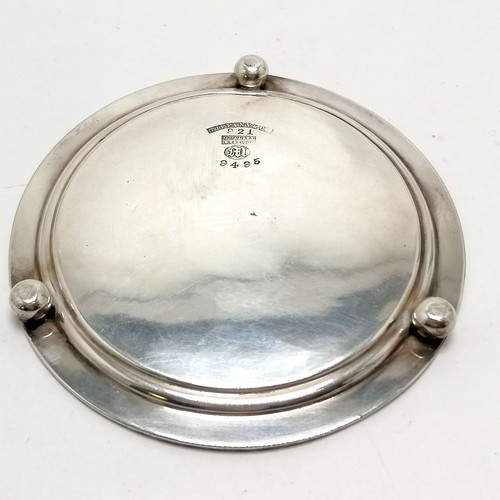 802 - c.1863 Tiffany silver salver on 3 ball feet #9495 - 10cm diameter & 65g NOTE : M=Moore and this mark... 