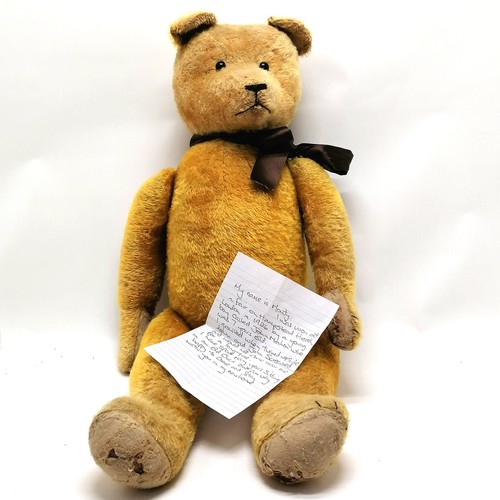 3 - 1926 large jointed teddy called Monty straw filled with glass eyes and stitched mouth and nose (acco... 