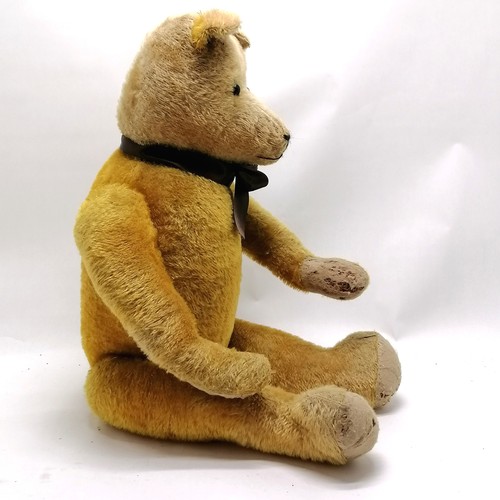 3 - 1926 large jointed teddy called Monty straw filled with glass eyes and stitched mouth and nose (acco... 