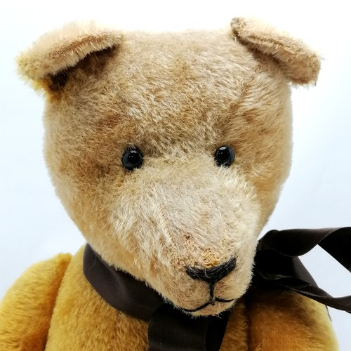 3 - 1926 large jointed teddy called Monty straw filled with glass eyes and stitched mouth and nose (acco... 