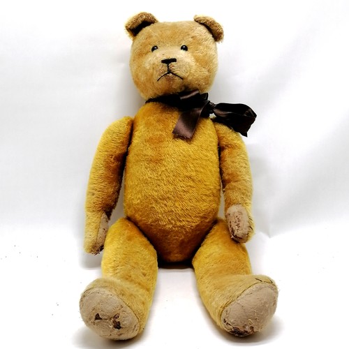 3 - 1926 large jointed teddy called Monty straw filled with glass eyes and stitched mouth and nose (acco... 