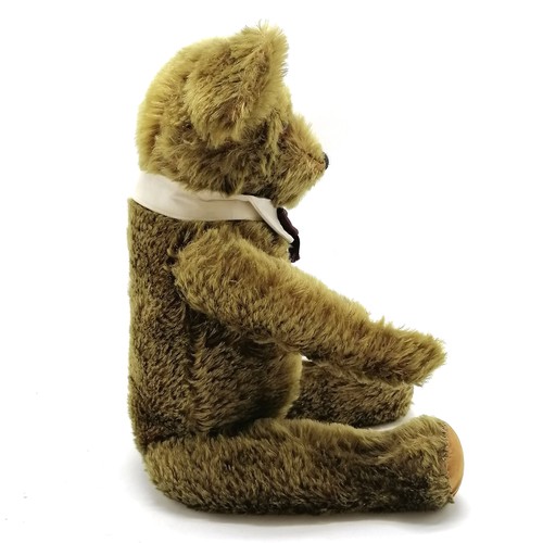 4 - Vintage green mohair jointed Teddy bear 'Knickerbocker' c1940 with glass eyes and stitched nose and ... 