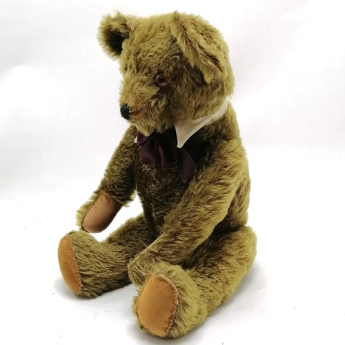 4 - Vintage green mohair jointed Teddy bear 'Knickerbocker' c1940 with glass eyes and stitched nose and ... 