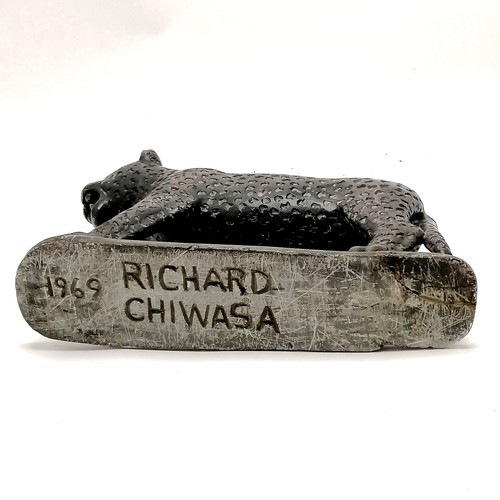 6 - Richard Chiwasa (b.1947) soapstone sculpture of a leopard dated 1969 - 30cm x 18cm high ~ repair & s... 