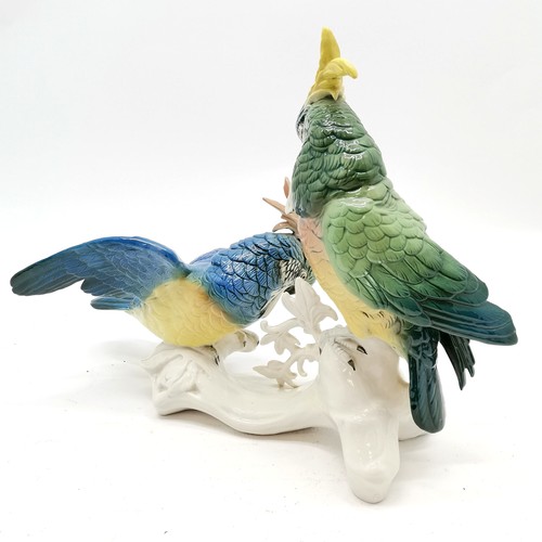 9 - German porcelain Karl Ens figure group of a pair of parrot's on a naturalistic base, in good conditi... 