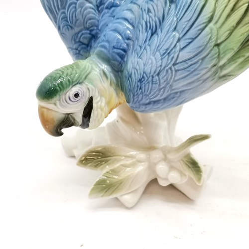 10 - German porcelain Karl Ens figure of a parrot on naturalistic base, in good condition, 37 cm high x 2... 