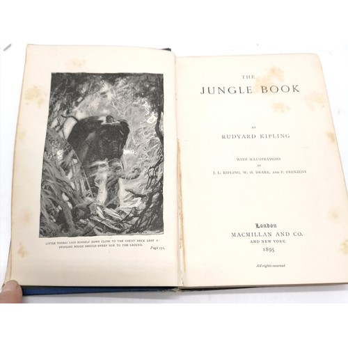 36 - 1895 book - The Jungle Book by Rudyard Kipling ~ coming away from spine and has some wear