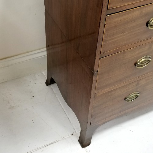 47 - Antique Mahogany 2 over 3 drawer chest with splayed bracket feet, has been cut into 2, 97 cm wide x ... 