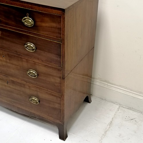 47 - Antique Mahogany 2 over 3 drawer chest with splayed bracket feet, has been cut into 2, 97 cm wide x ... 