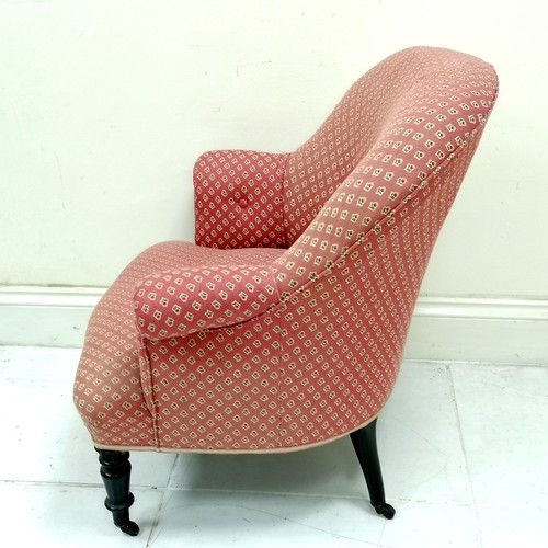 51 - Victorian pink & floral upholstered side chair, in used condition, 69 cm wide x 74 cm deep x 82 cm h... 