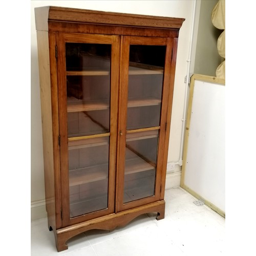 54 - Antique mahogany 2 door glazed 4 shelf bookcase, on bracket feet, in used condition, 100 cm wide x 4... 