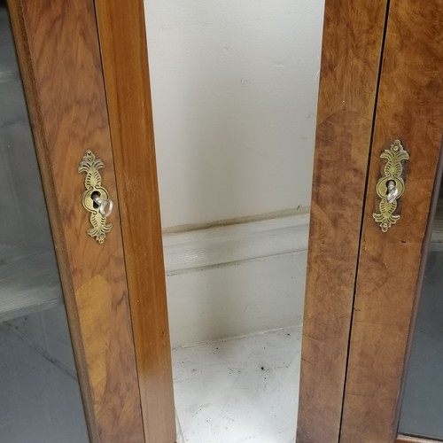 55 - Pair of reproduction walnut glazed wall corner cupboards, in good condition, 51 cm wide x 29 cm deep... 