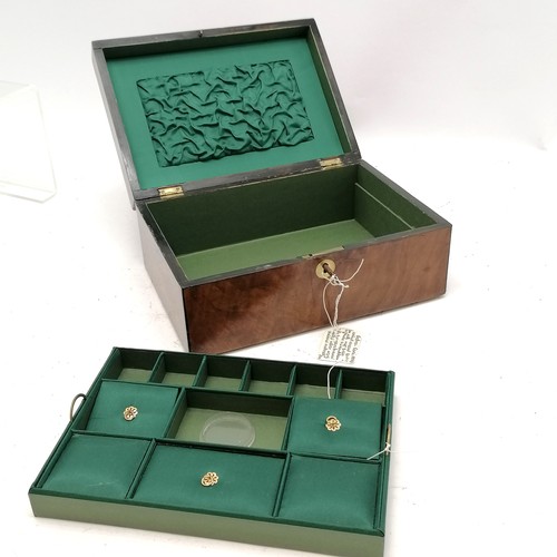 61 - Victorian mahogany sewing box with green silk lining and fitted interior, in good condition, 27 cm w... 