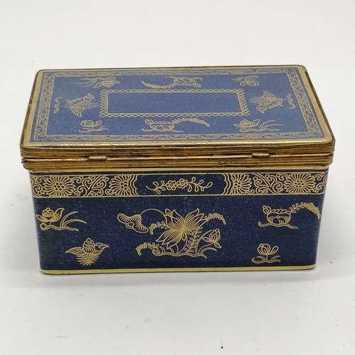 84 - T Goode & Co (London) Copeland ormolu mounted blue & gilt decorated ceramic table box with inscripti... 