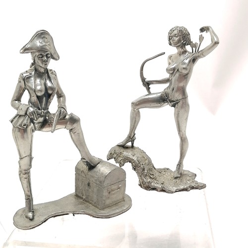 95 - 6 pewter saucy figures by Royal Hampshire fine Art Sculpture tallest 10cm T/W bell and dog figure