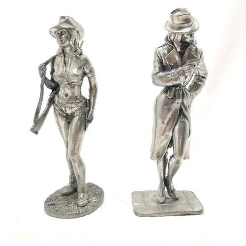 95 - 6 pewter saucy figures by Royal Hampshire fine Art Sculpture tallest 10cm T/W bell and dog figure