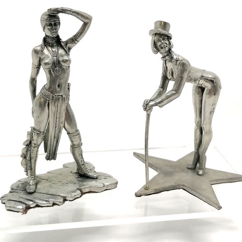 95 - 6 pewter saucy figures by Royal Hampshire fine Art Sculpture tallest 10cm T/W bell and dog figure