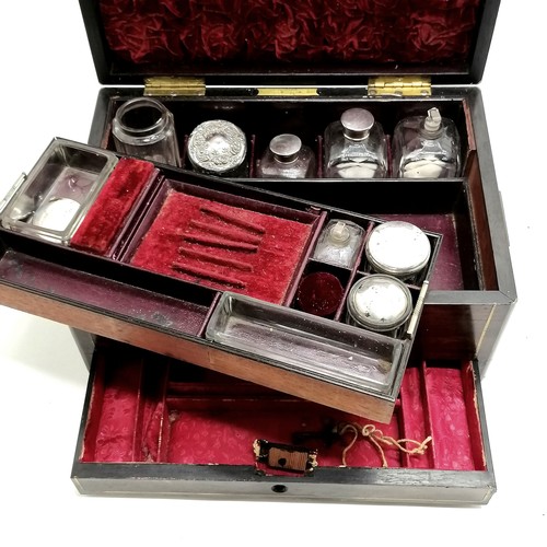 96 - Antique coromandel travelling box with silver mounted glass fittings by John Turrill (250 Regent Str... 