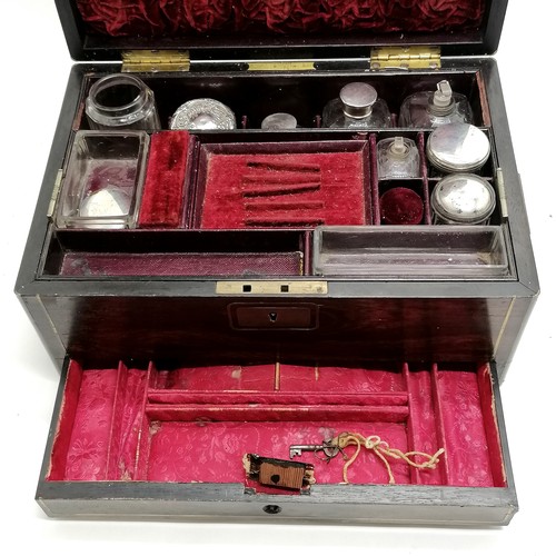 96 - Antique coromandel travelling box with silver mounted glass fittings by John Turrill (250 Regent Str... 