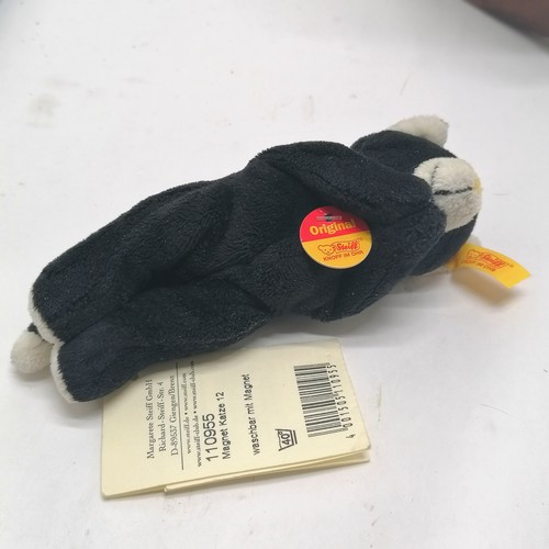 100 - Steiff small black and white teddy toy with original label and tags 13cm long T/W  a teddy bear in a... 