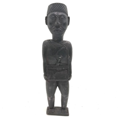 103 - Indo Persian carved wooden soldier figure with traces of original paint detail 36cm high- no obvious... 