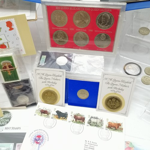 117 - Qty of philately, coins, teacards inc Brooke Bond, small qty of GB presentation packs inc Auto Legen... 