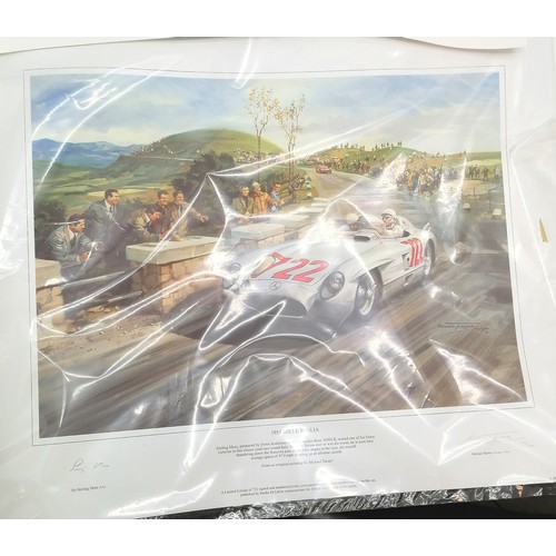 125 - Print hand signed by Sir Stirling Moss OBE (1929-2020) of the 1955 Mille Miglia, Heinz-Harald Frentz... 