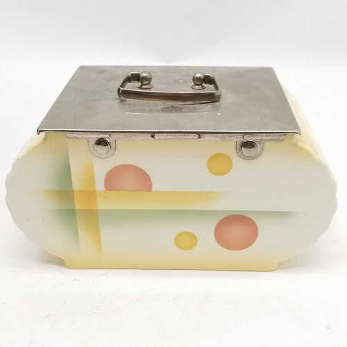 128 - Art Deco continental porcelain bodied metal lidded box - Waechtersbach German pottery marked DEC 347... 