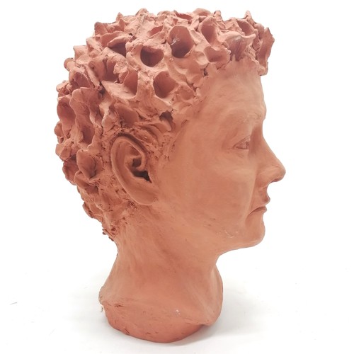 133 - 2 terracotta sculpted heads the biggest 32cm high