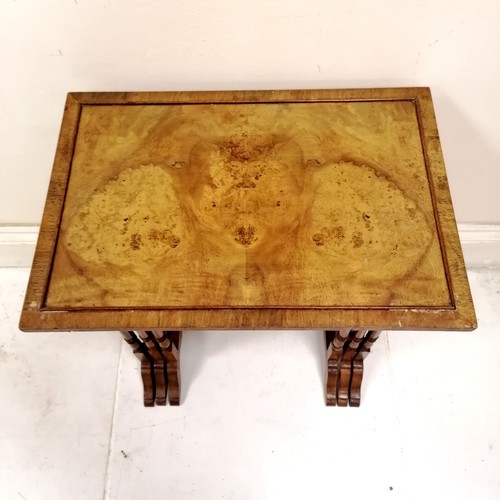 148 - Nest of 3 Walnut reproduction tables - 51cm wide x 35cm deep x 60cm high & in used condition