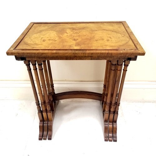 148 - Nest of 3 Walnut reproduction tables - 51cm wide x 35cm deep x 60cm high & in used condition