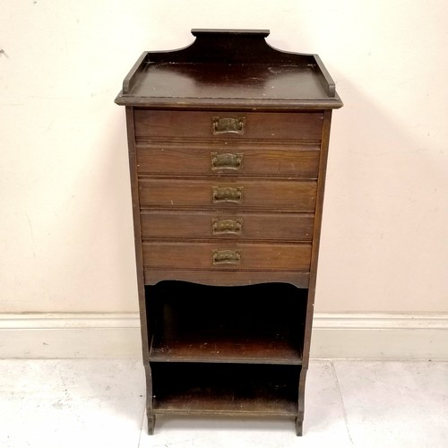 160 - Antique Art Nouveau 5 drawer music cabinet with shelf under - has registration stamp to top drawer 1... 